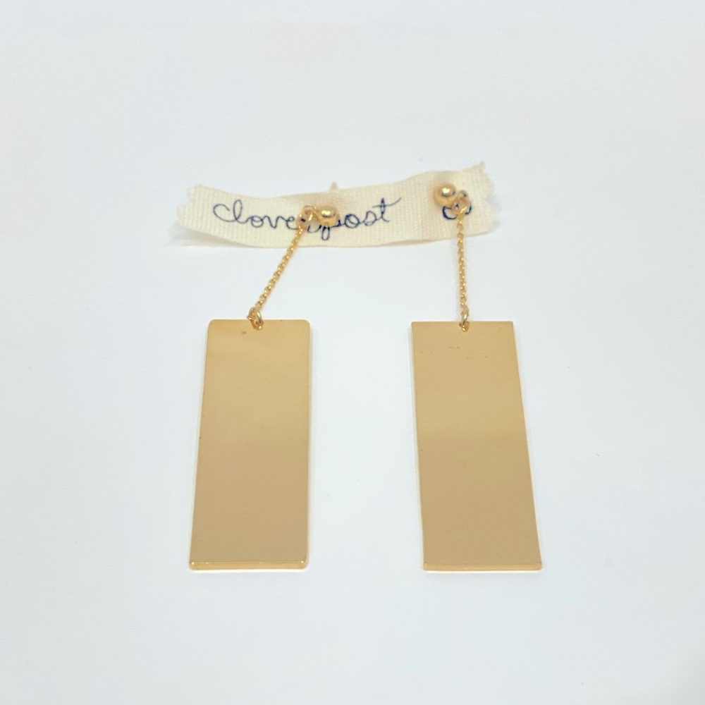 14k Gold Plated Brass Brick Earrings by Cloverpost